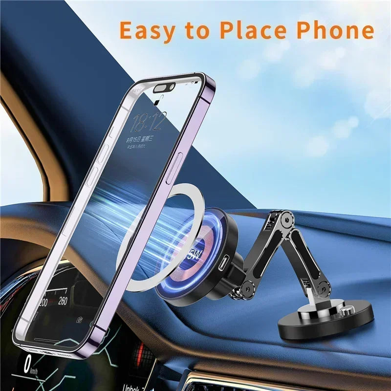 Magnetic Wireless Charger Car Phone Holder 15W Fast Charging Easy
