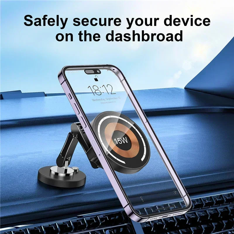 Magnetic Wireless Charger Car Phone Holder 15W Fast Charging Easy