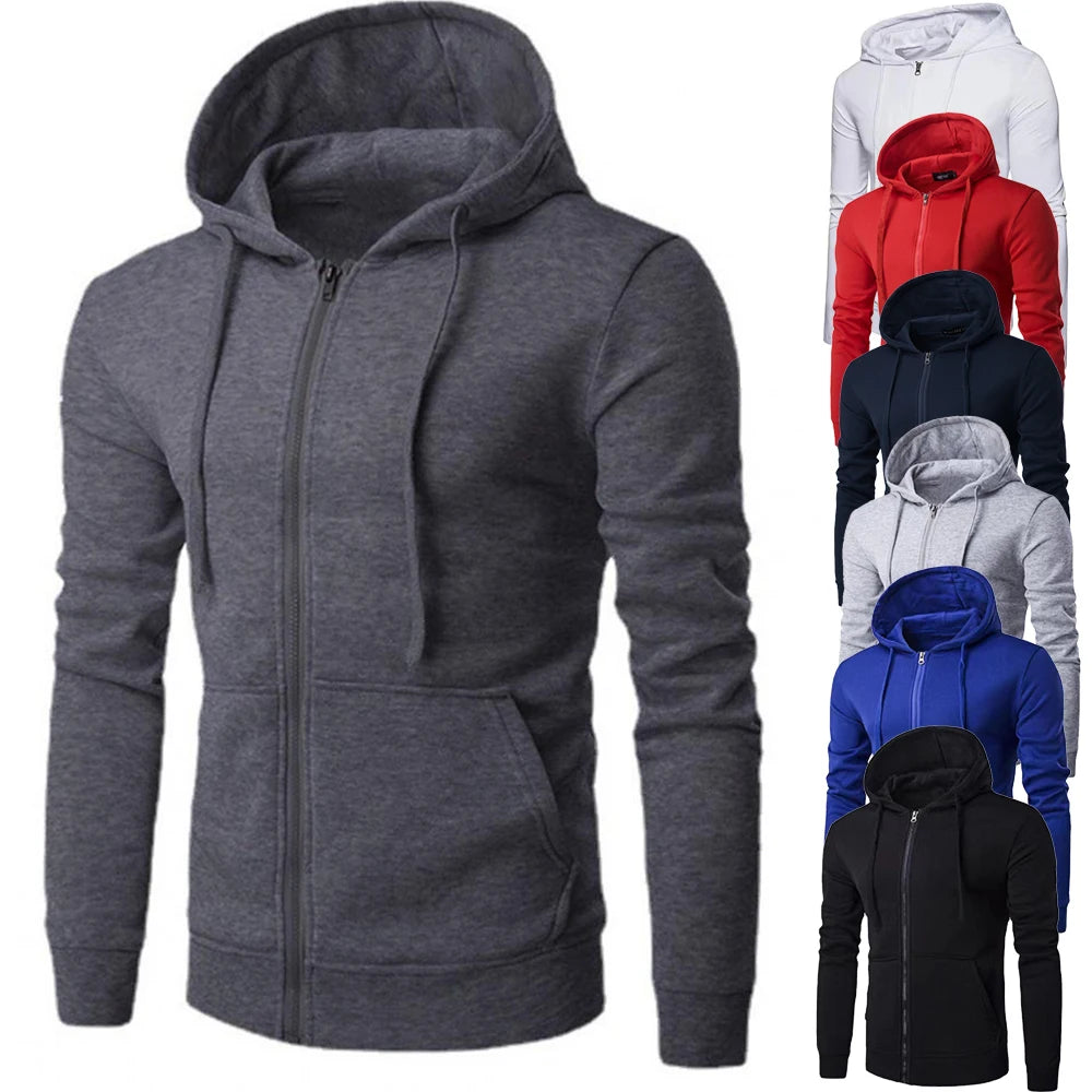Autumn Men Sweatshirts Long Sleeve Jacket Hoodie Zipper Closure Jacket