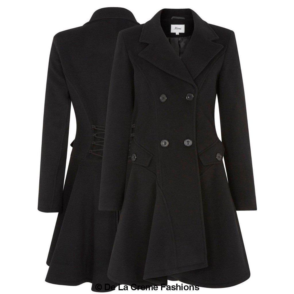 Wool Blend Fit And Flare Double Breasted Skater Coat (1102)